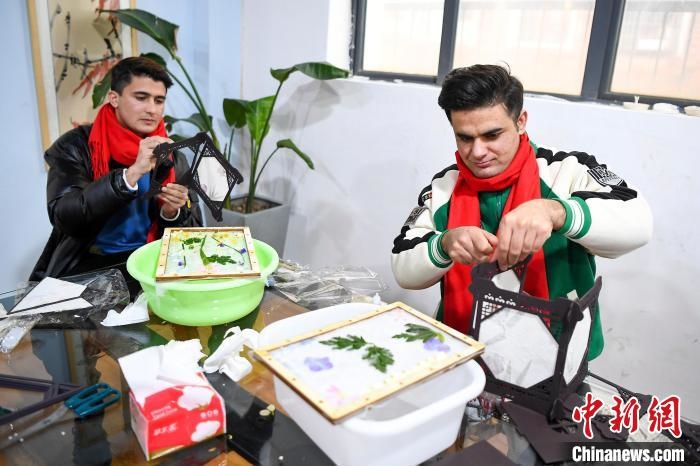 巴基斯坦留學(xué)生制作燈籠?！钊A峰 攝