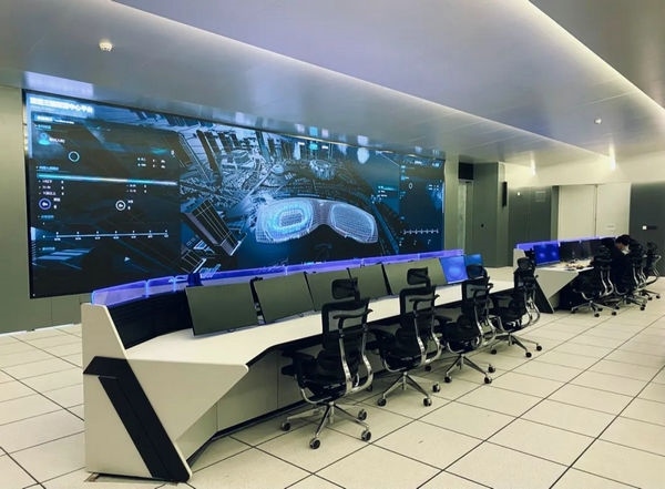 杭州奧體中心游泳館內(nèi)智慧可視化平臺。 圖片來源：場館建設(shè)方