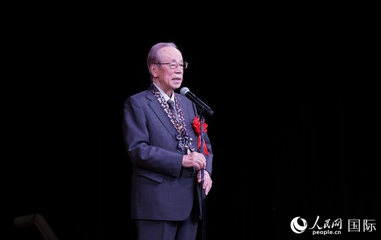 日本前首相福田康夫發(fā)表致辭。人民網(wǎng) 蔣曉辰攝