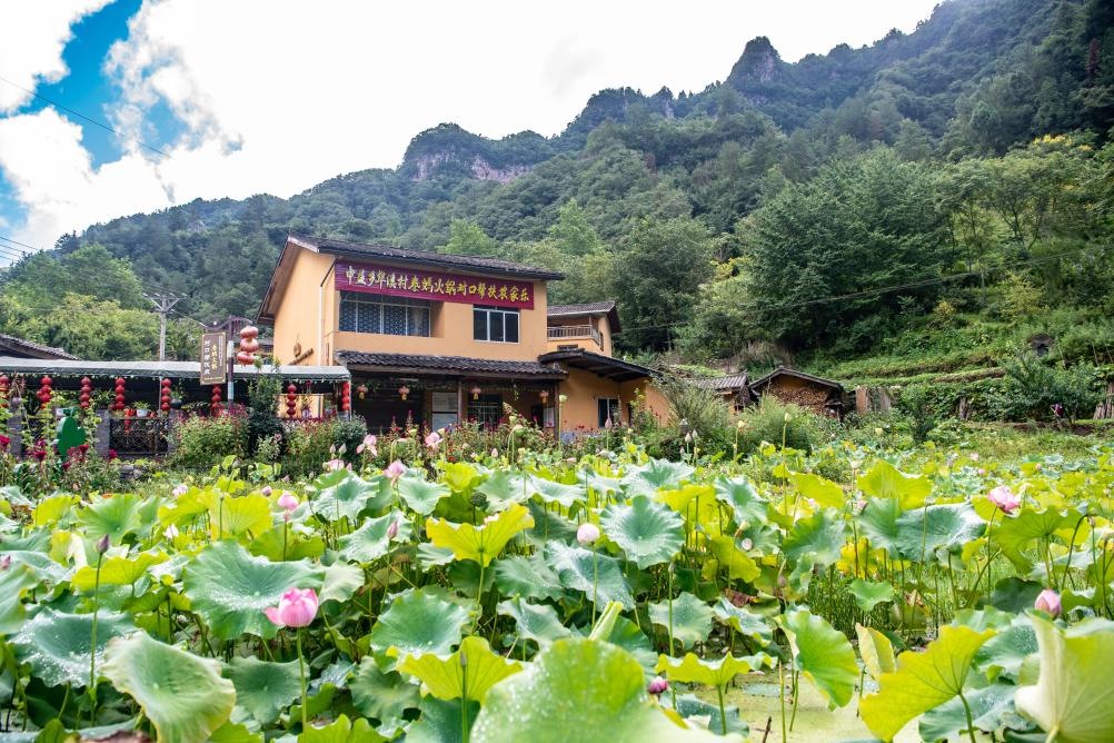 這是8月28日拍攝的華溪村村民開設(shè)的農(nóng)家樂外景。新華社記者 唐奕 攝