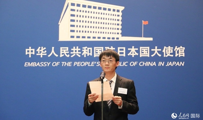 獲獎學生代表、大阪大學博士生劉亞飛發(fā)表感言。人民網 許可攝