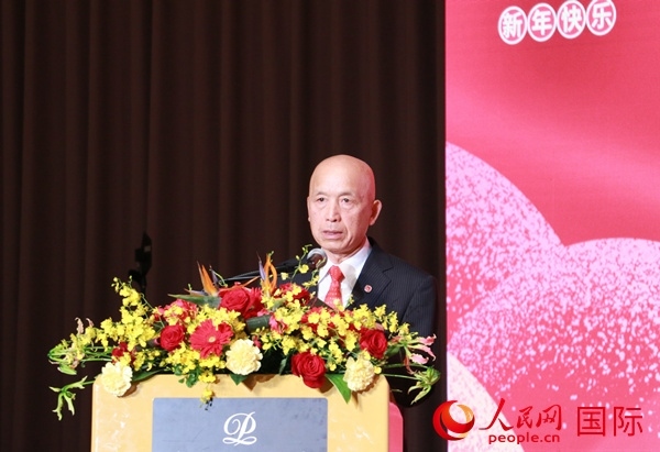 全華聯(lián)理事長(zhǎng)賀乃和致辭。人民網(wǎng) 許可攝