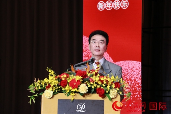 在日中國(guó)企業(yè)協(xié)會(huì)會(huì)長(zhǎng)王家馴致辭。人民網(wǎng) 許可攝