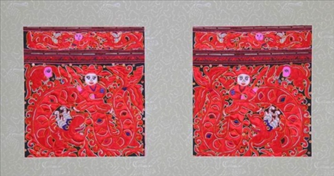 貴州臺江縣施洞苗族破線繡龍船節(jié)圖繡片