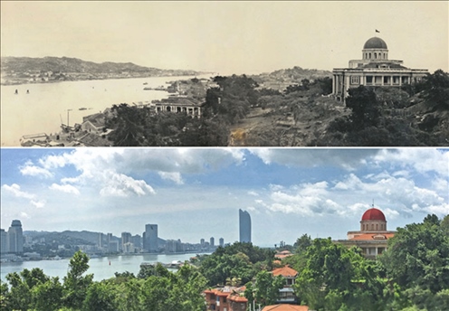 △鼓浪嶼-萬石山風(fēng)景名勝區(qū)的鼓浪嶼“八卦樓”一帶今昔對比