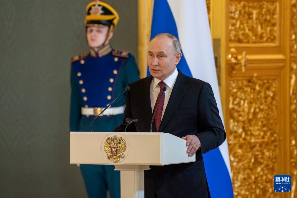 3月20日，俄羅斯總統(tǒng)普京在莫斯科克里姆林宮與其競選團隊代表舉行見面會。新華社記者 曹陽 攝