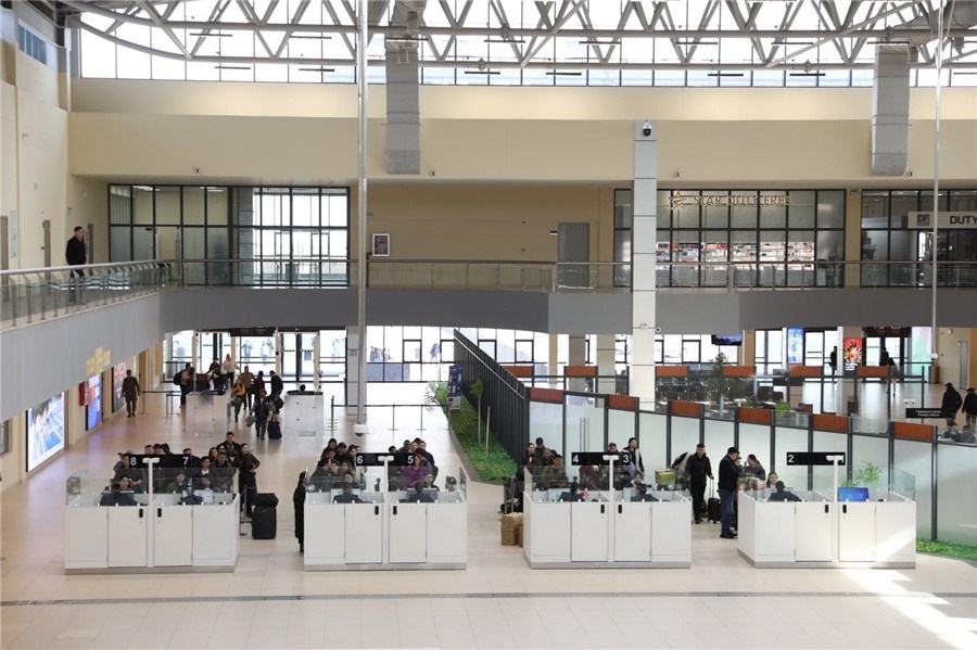 3月24日，扎門烏德口岸通關(guān)現(xiàn)場(chǎng)。駐蒙古使館供圖