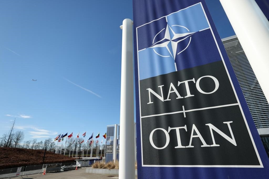 這是3月14日在比利時布魯塞爾拍攝的北約總部一角。新華社記者趙丁喆攝