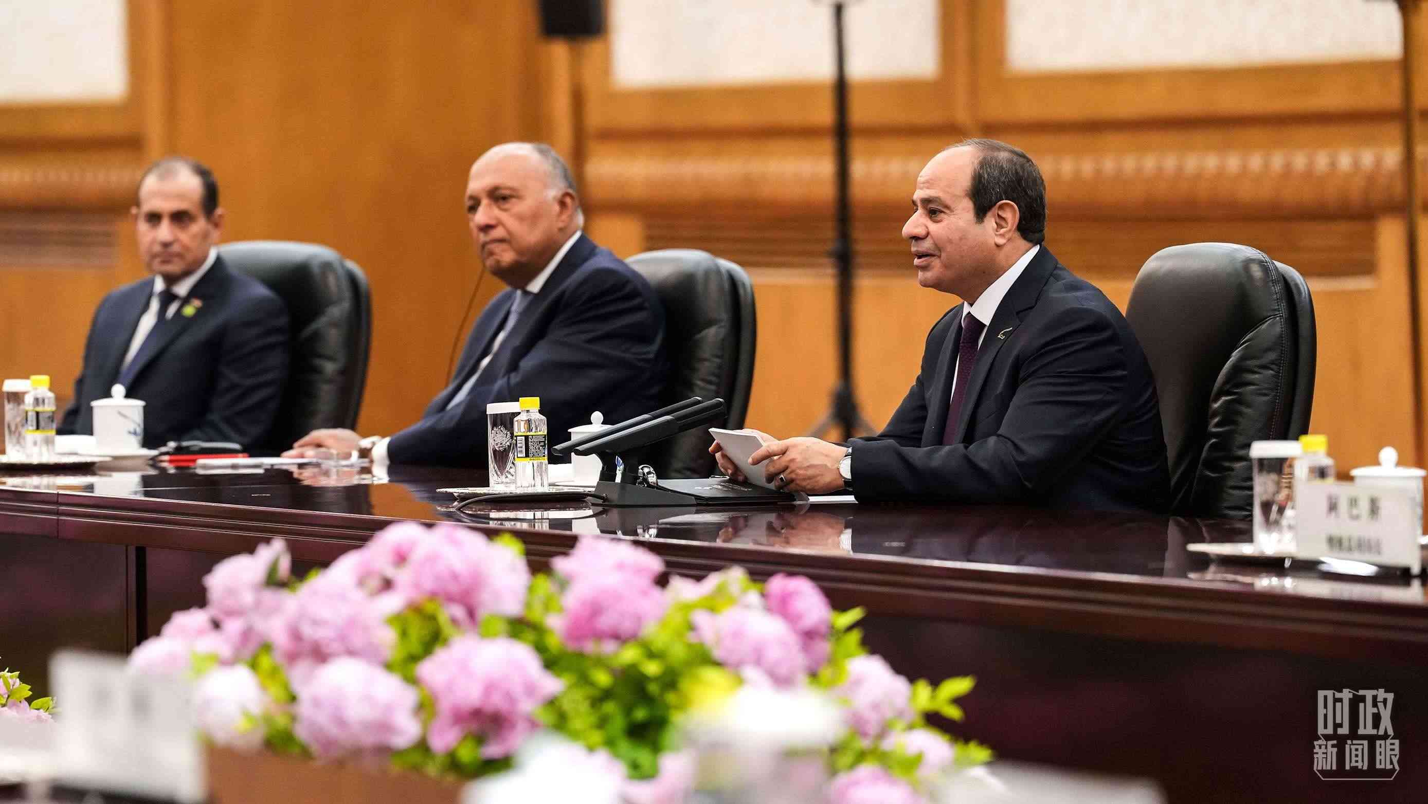 △會談中的塞西總統(tǒng)。（總臺國廣記者李晉拍攝）