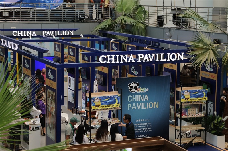 中國(guó)聯(lián)合展臺(tái)亮相阿拉伯廣播電視節(jié)。主辦方供圖