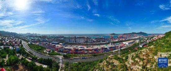 這是6月26日拍攝的中哈連云港物流合作基地（無人機照片）。新華社記者 季春鵬 攝