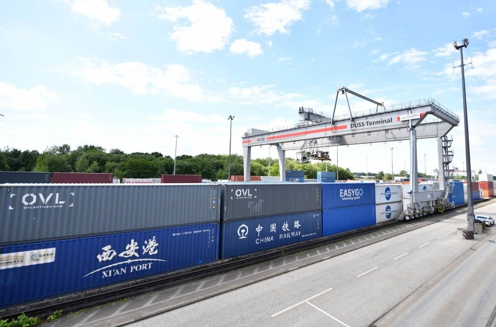 這是2024年5月27日拍攝的德國(guó)漢堡-比爾韋爾德DUSS貨運(yùn)場(chǎng)站。新華社記者 任鵬飛 攝