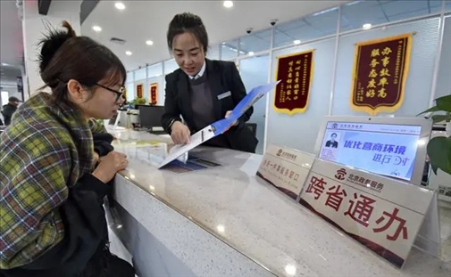 2024年3月25日，北京大興區(qū)，工作人員為群眾辦理跨省政務(wù)事宜。