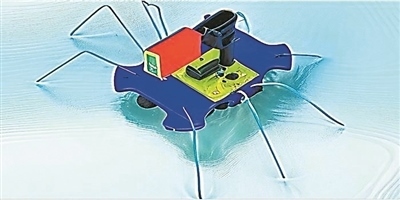 一種能夠在水面上滑行的自供電“蟲子”機(jī)器人。圖片來源：紐約州立大學(xué)賓漢姆頓分校