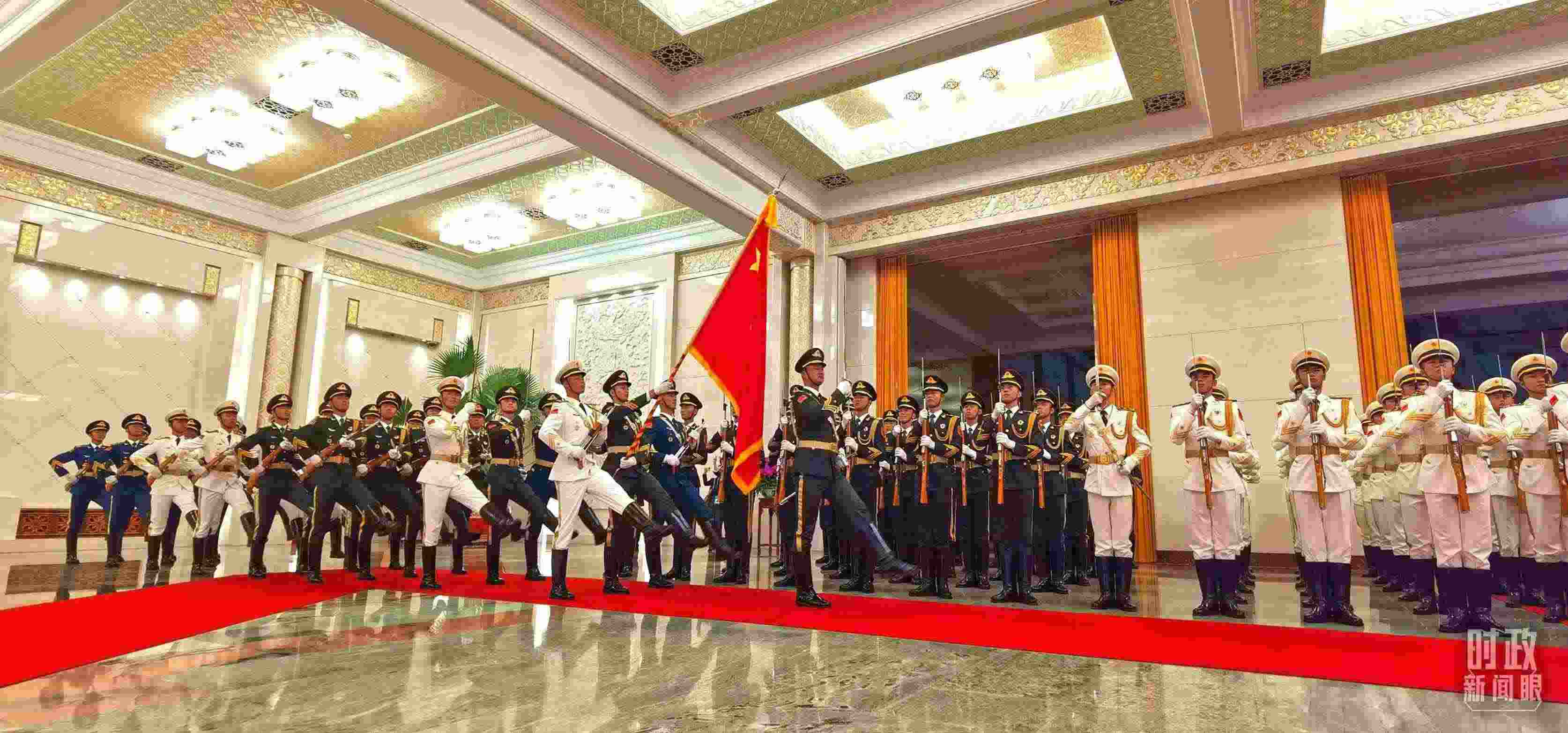 歡迎儀式上的儀仗隊。（總臺央視記者郭鴻拍攝）