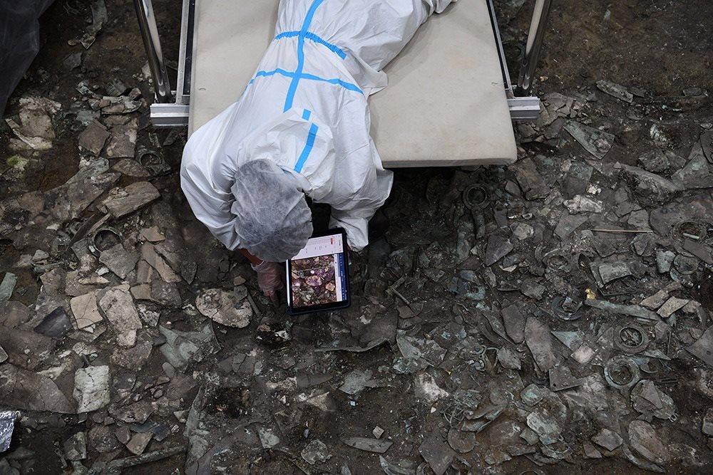 2022年6月28日，四川德陽，三星堆7號祭祀坑發(fā)掘現(xiàn)場。