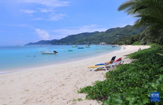 3月19日，游客在塞舌爾馬埃島海邊休閑。新華社記者 董江輝 攝